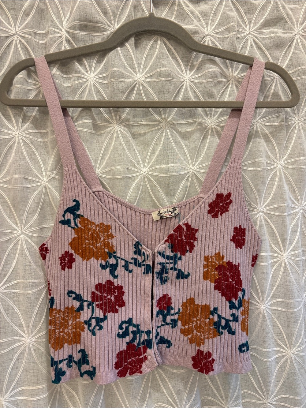 Ribbed Floral Cropped Cami in Mauve by Intimately Free People